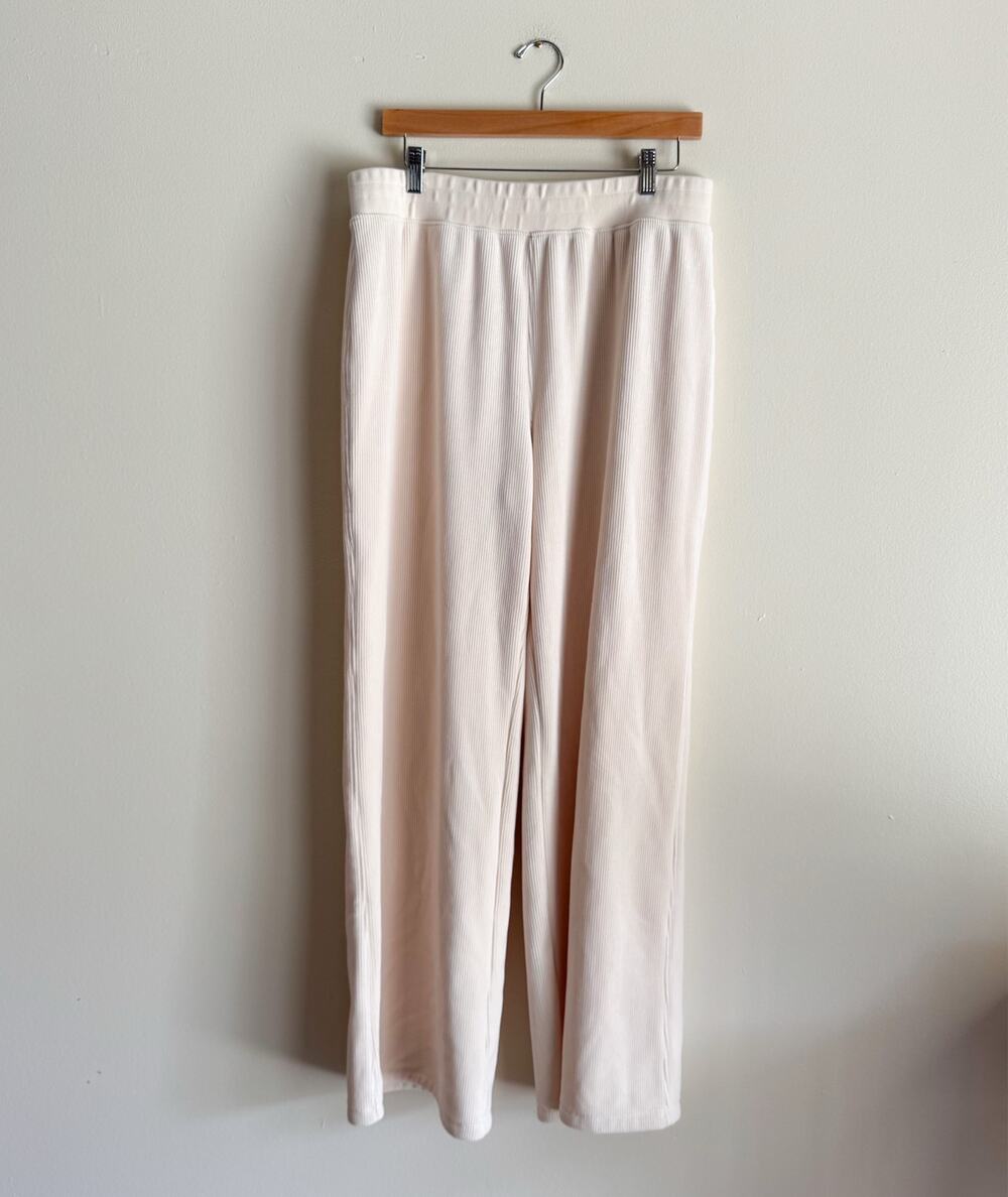 Marine Layer Cream Off White Cord Velour Wide Leg Pants Large Corded Leisure